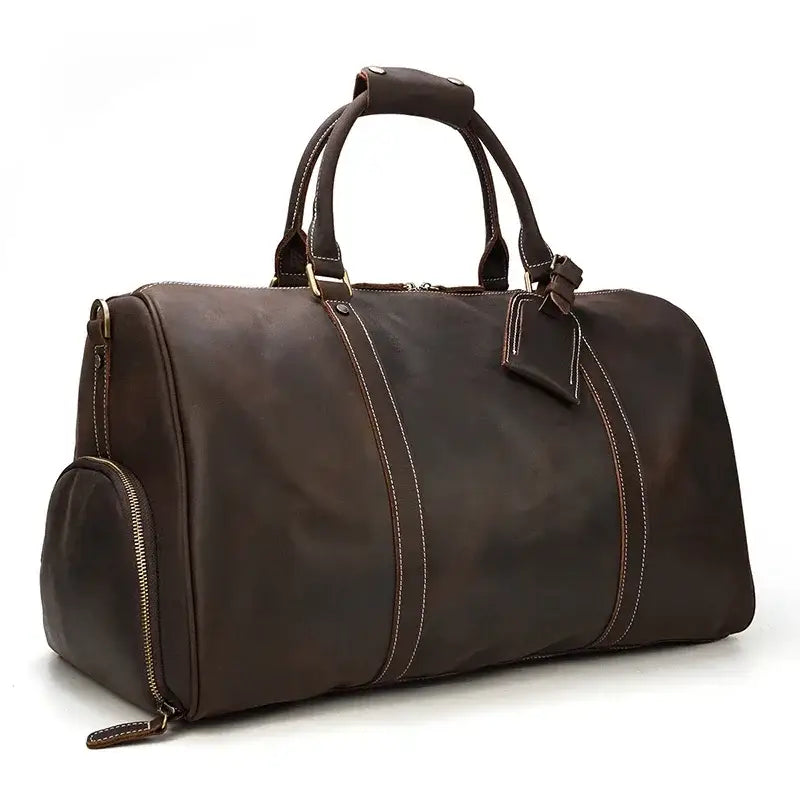 Men’s Leather Duffel Bag – Large Capacity with Shoe Compartment