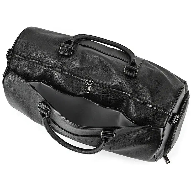 Men’s Leather Duffel Bag – Large Capacity with Shoe Compartment