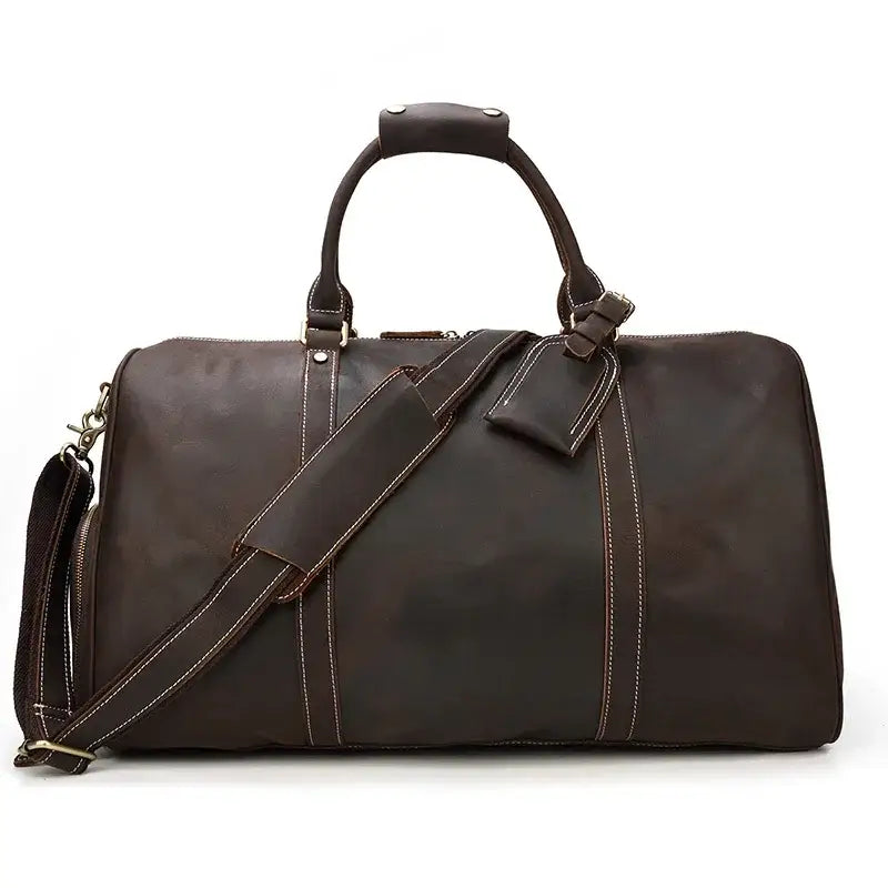 Men’s Leather Duffel Bag – Large Capacity with Shoe Compartment