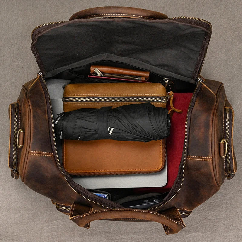 Men’s Leather Duffle Bag - Carry-On Weekender