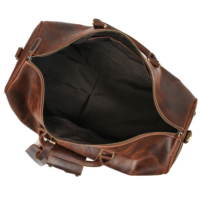 Men’s Leather Duffle Bag - Detachable Shoulder Strap