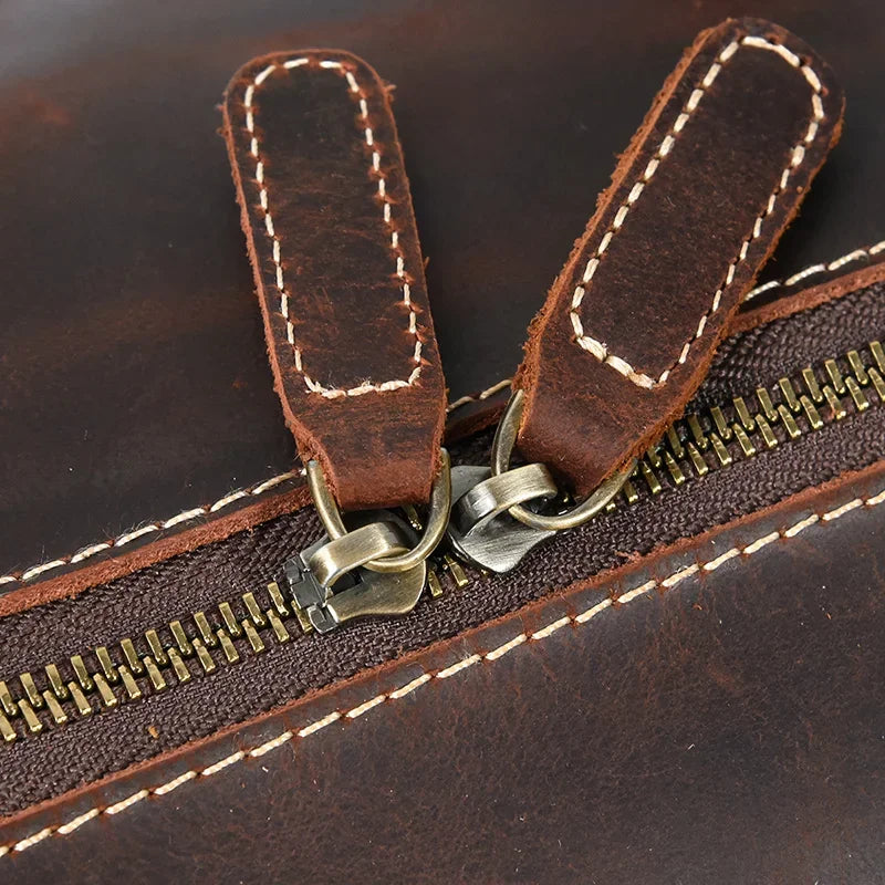 Men’s Leather Duffle Bag - Detachable Shoulder Strap