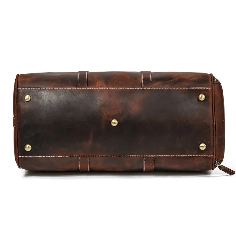 Men’s Leather Duffle Bag - Detachable Shoulder Strap