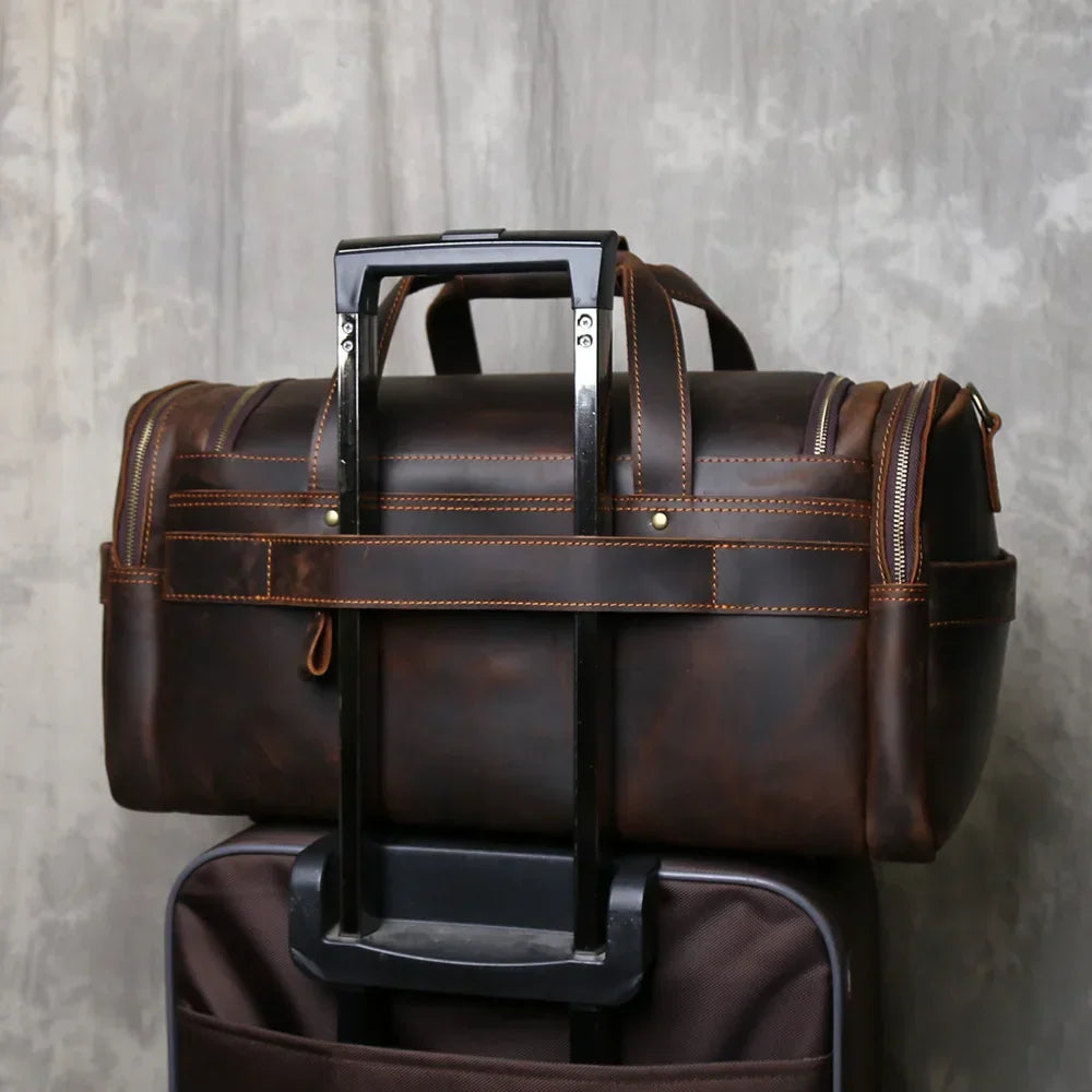 Men’s Leather Duffle Bag - Laptop Compartment Weekender