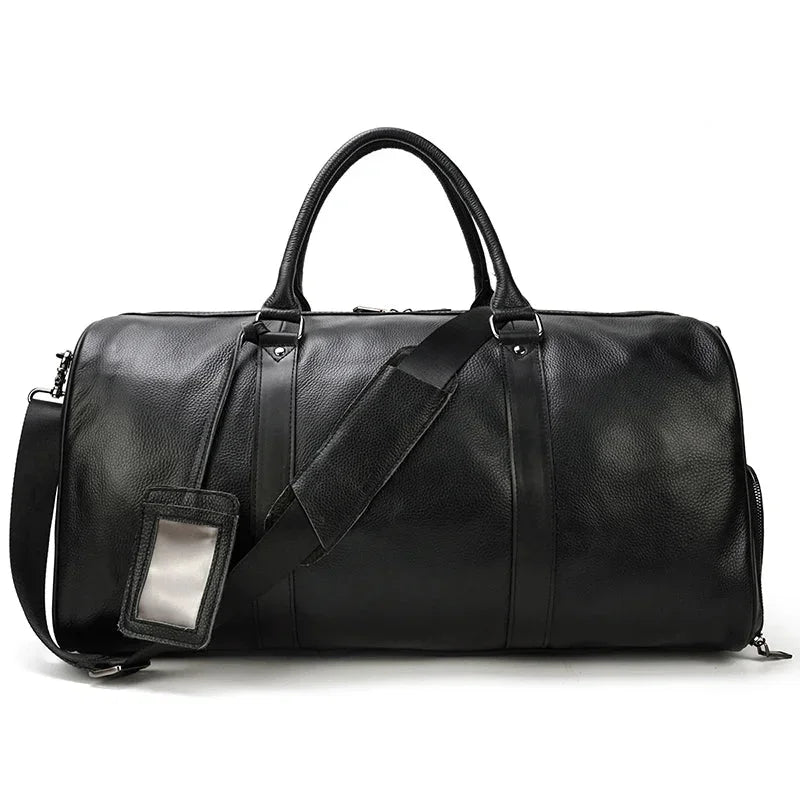 Men’s Leather Duffle Bag – Large Capacity with Shoe Compartment