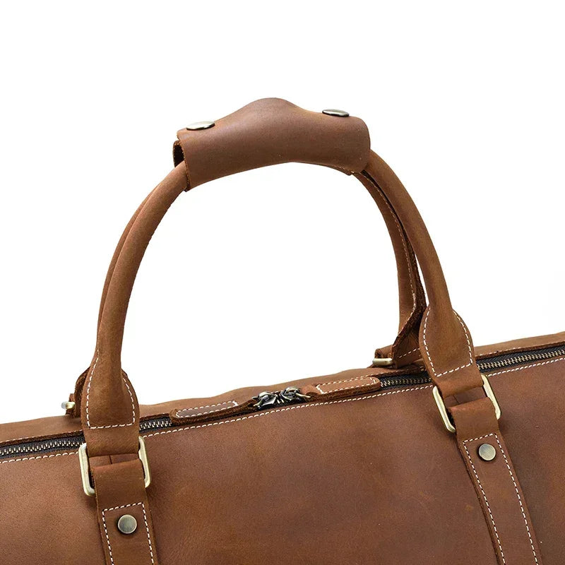 Men’s Leather Duffle Bag – Large Capacity with Shoe Compartment