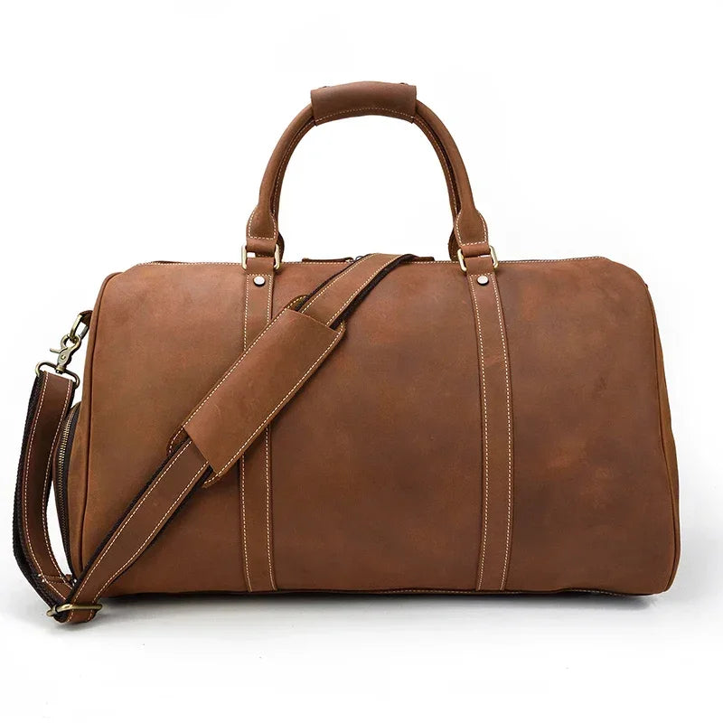 Men’s Leather Duffle Bag – Large Capacity with Shoe Compartment
