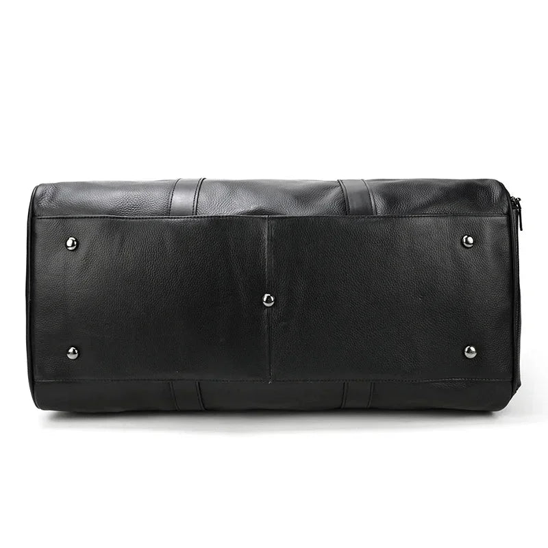 Men’s Leather Duffle Bag – Large Capacity with Shoe Compartment