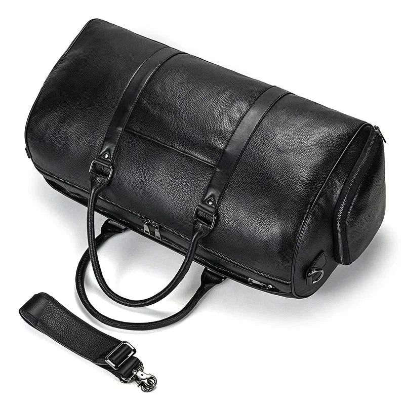 Men’s Leather Duffle Bag – Large Capacity with Shoe Compartment
