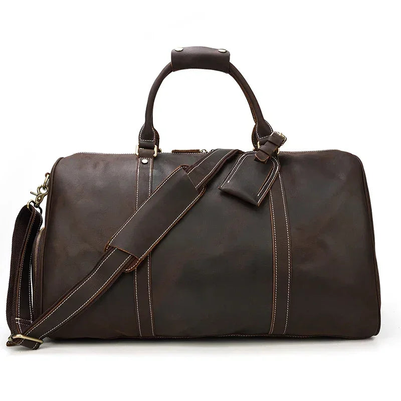Men’s Leather Duffle Bag – Large Capacity with Shoe Compartment