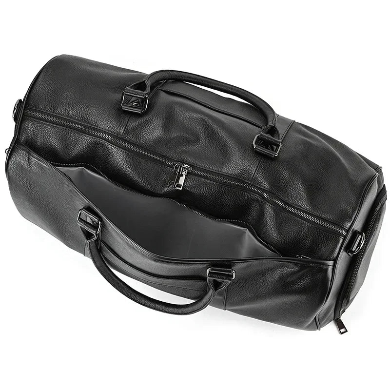 Men’s Leather Duffle Bag – Large Capacity with Shoe Compartment