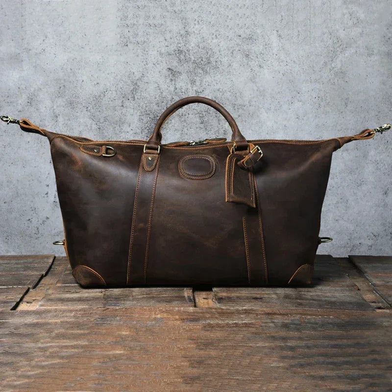 Men’s Leather Duffle Bag – Large Weekend Travel Bag