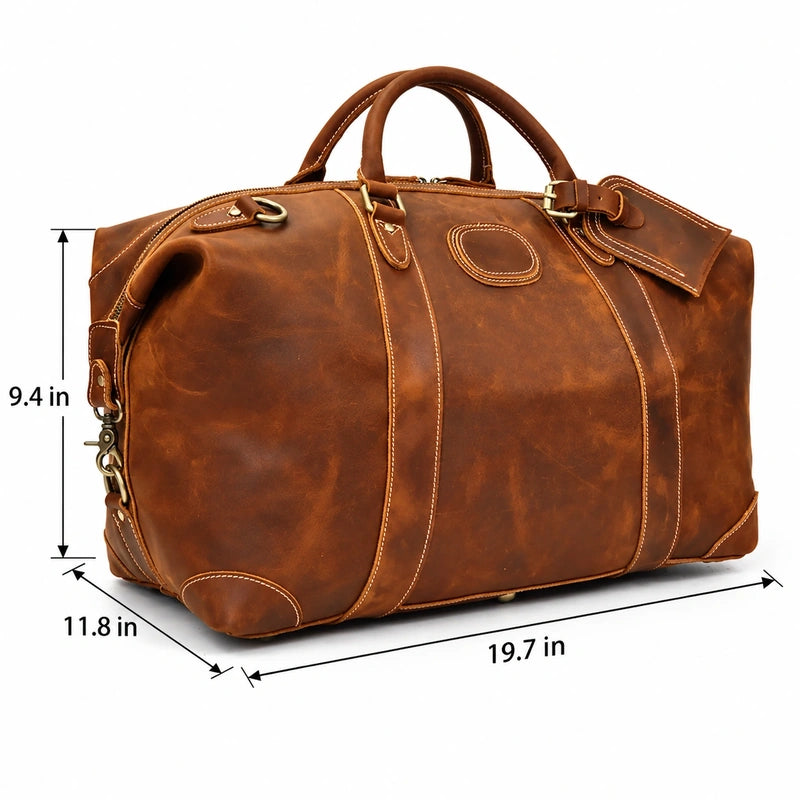 Men’s Leather Duffle Bag – Large Weekend Travel Bag