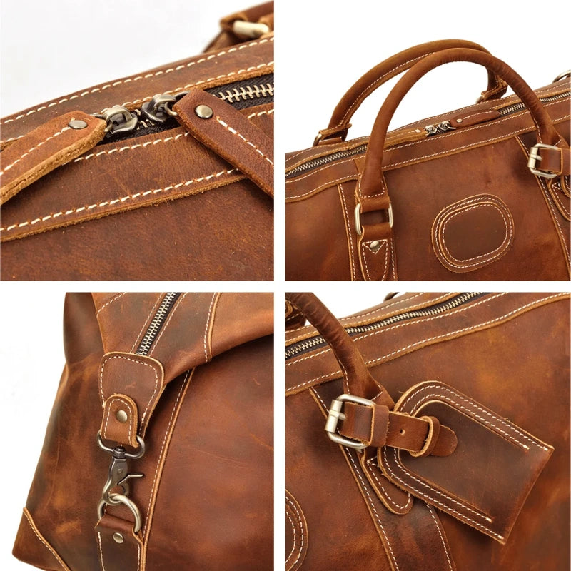 Men’s Leather Duffle Bag – Large Weekend Travel Bag