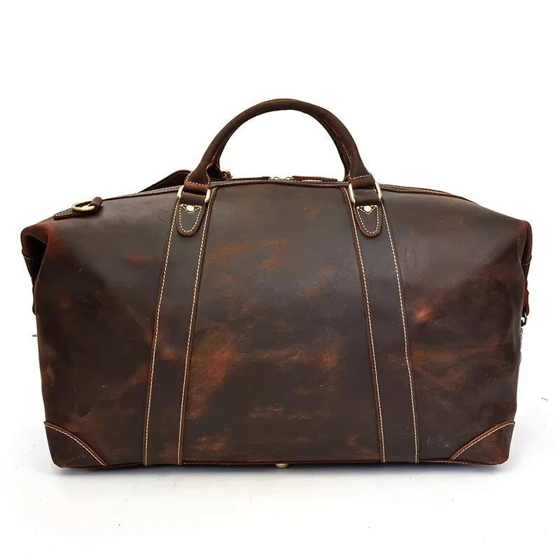 Men’s Leather Duffle Bag – Large Weekend Travel Bag