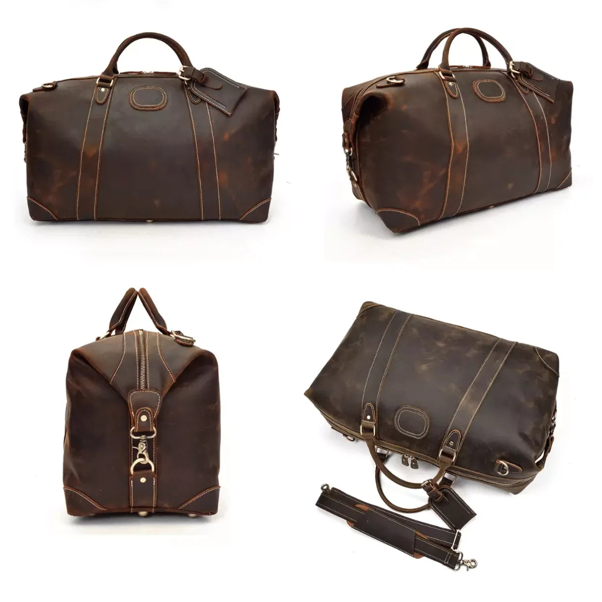 Men’s Leather Duffle Bag – Large Weekend Travel Bag