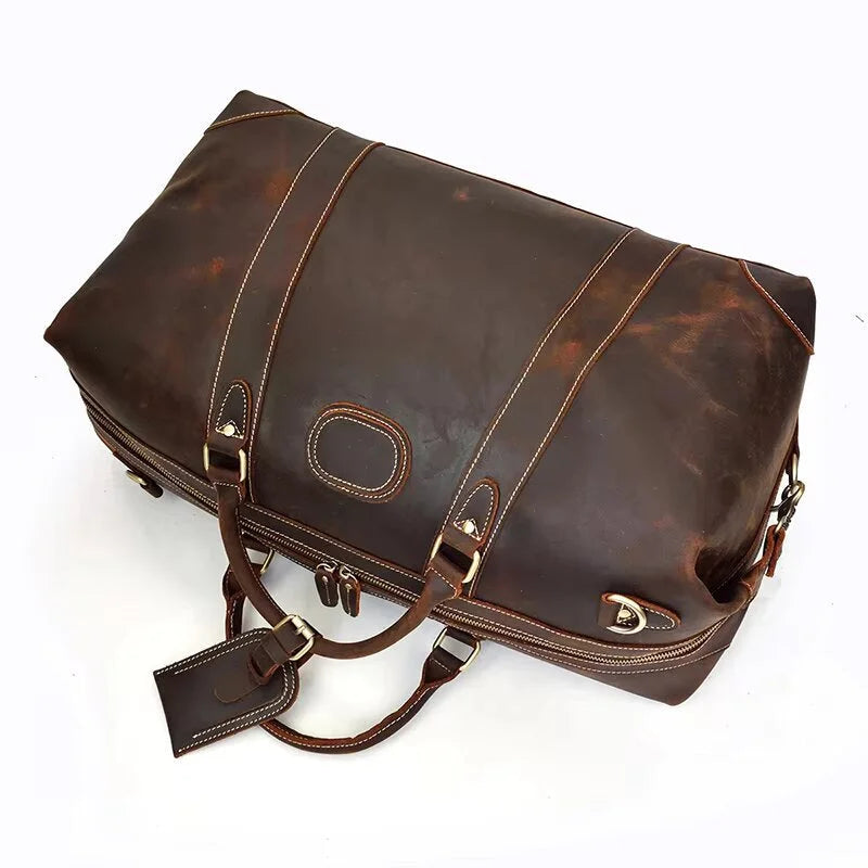 Men’s Leather Duffle Bag – Large Weekend Travel Bag