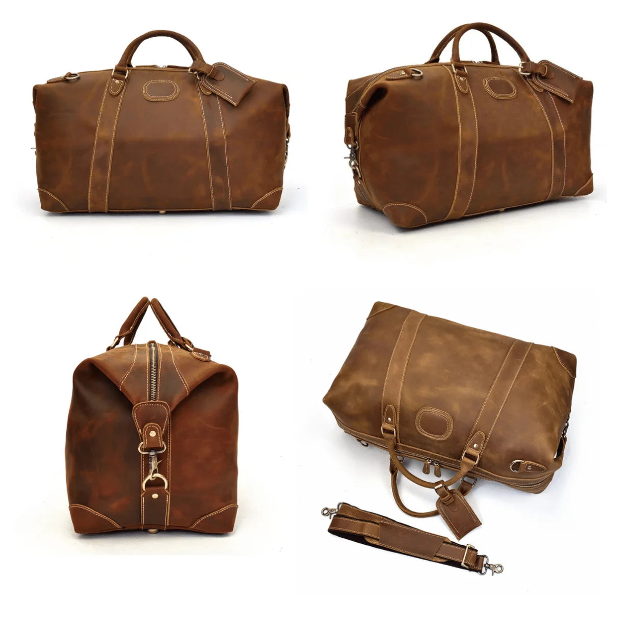Men’s Leather Duffle Bag – Large Weekend Travel Bag