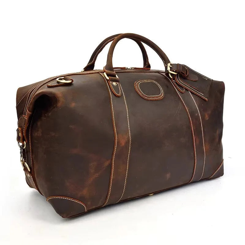 Men’s Leather Duffle Bag – Large Weekend Travel Bag