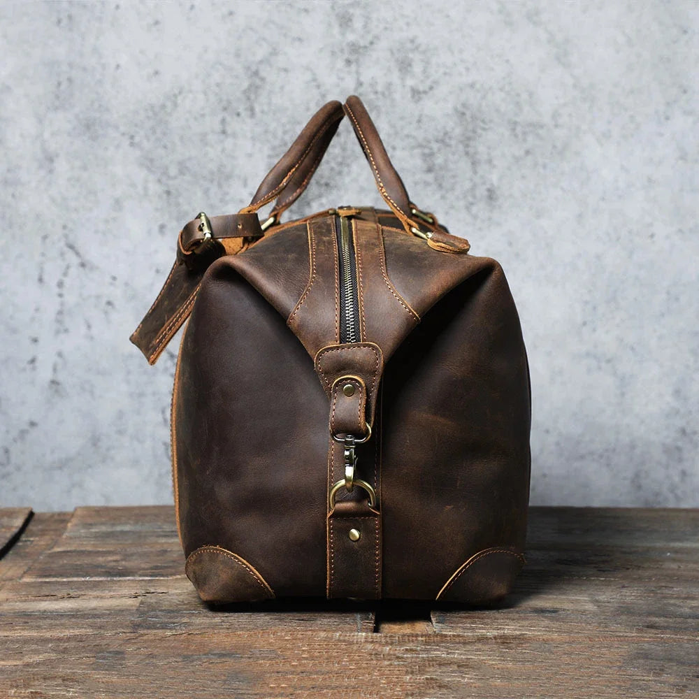 Men’s Leather Duffle Bag – Large Weekend Travel Bag