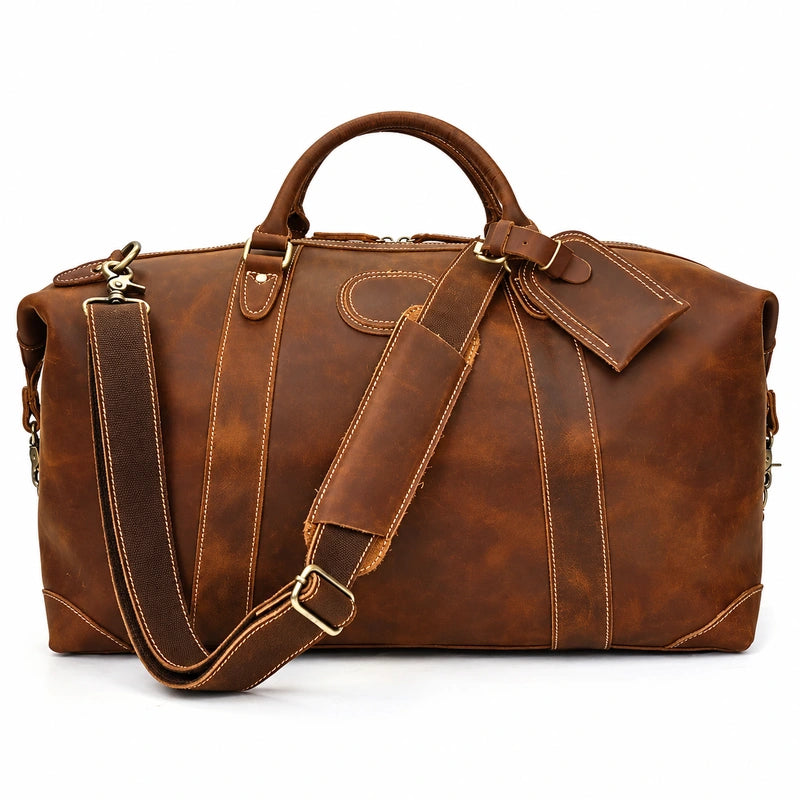 Men's Leather Duffle Bag – Large Weekend Travel | Premium