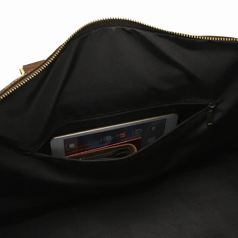 Men’s Leather Duffle Bag - Multi-Pocket Travel Organizer