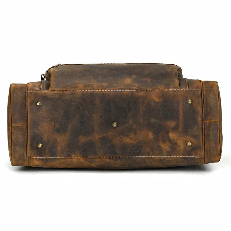 Men’s Leather Duffle Bag - Multi-Pocket Travel Organizer