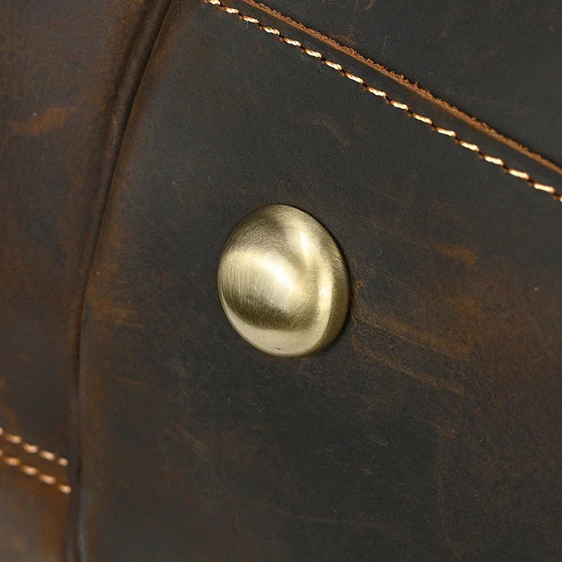 Men’s Leather Duffle Bag - Round Barrel Design