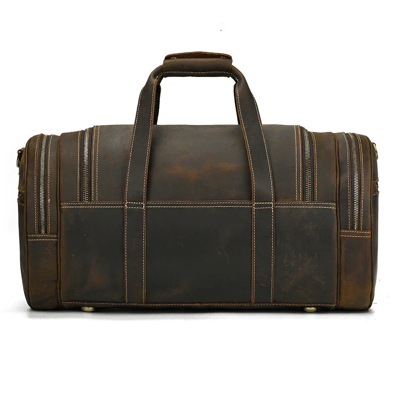 Men’s Leather Duffle Bag - Round Barrel Design