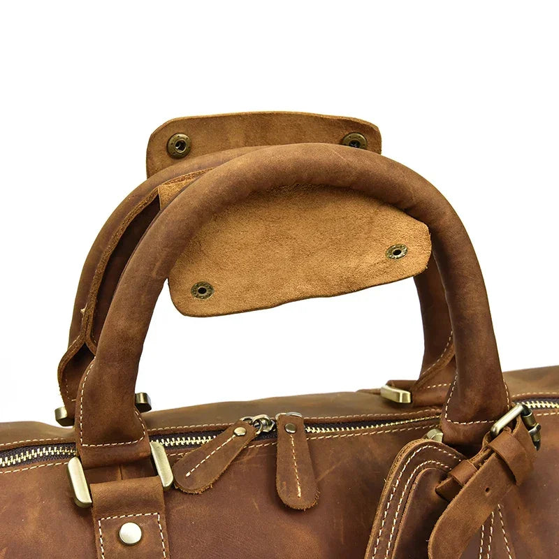 Men’s Leather Duffle Bag - Vintage 24-Inch Weekender