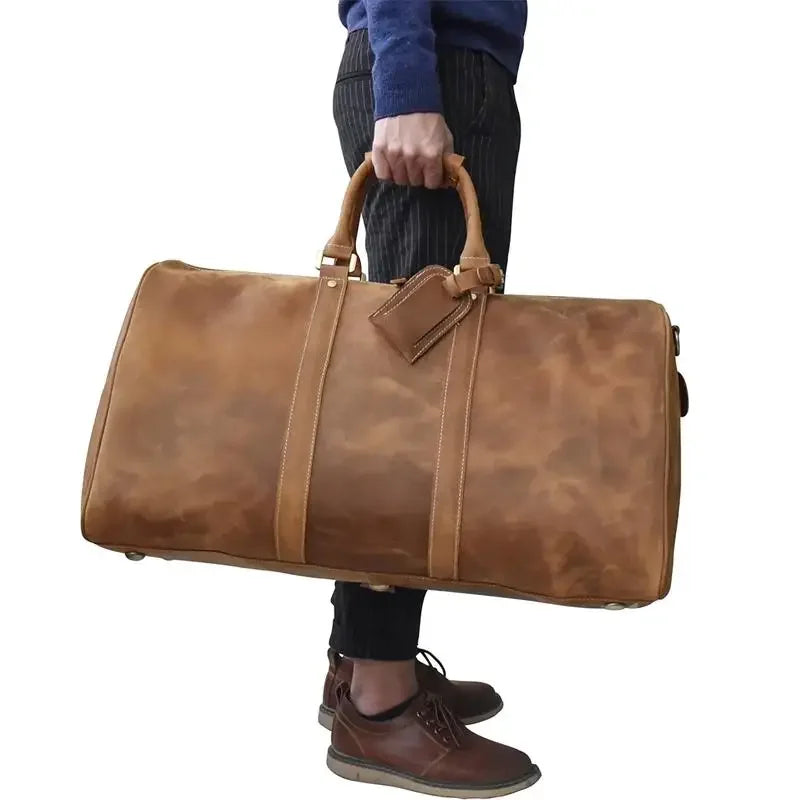 Men’s Leather Duffle Bag - Vintage 24-Inch Weekender