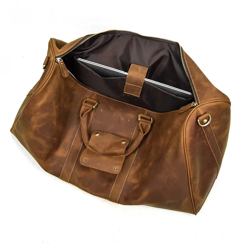 Men’s Leather Duffle Bag - Vintage 24-Inch Weekender