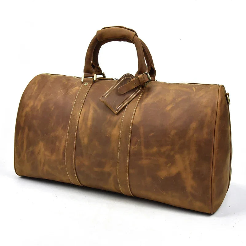 Men’s Leather Duffle Bag - Vintage 24-Inch Weekender