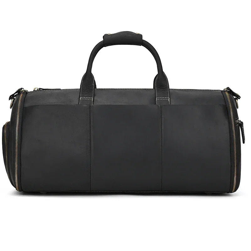 Men’s Leather Garment Duffle Bag – Full-Open Suit & Shoe Travel Bag