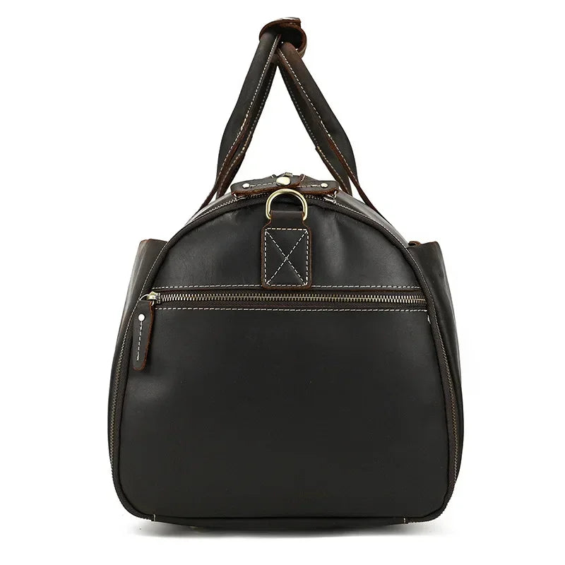 Men’s Leather Garment Duffle Bag – Full-Open Suit & Shoe Travel Bag