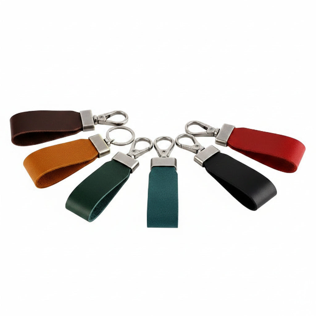Men’s Leather Key Fob Holder - Swivel Clip Wristlet