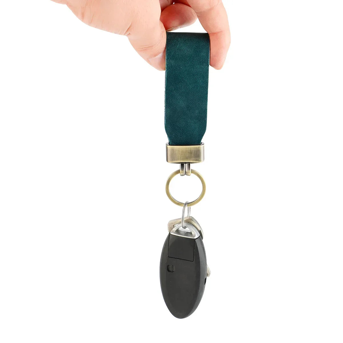 Men’s Leather Key Fob Holder - Swivel Clip Wristlet