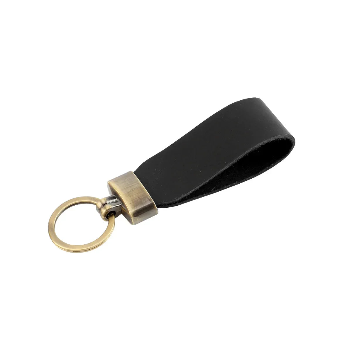Men’s Leather Key Fob Holder - Swivel Clip Wristlet - Black