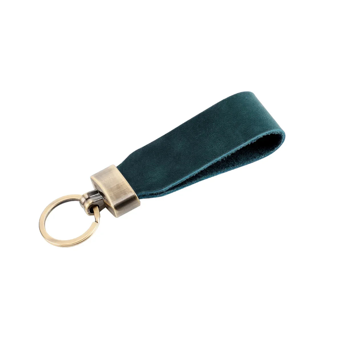 Men’s Leather Key Fob Holder - Swivel Clip Wristlet - Blue