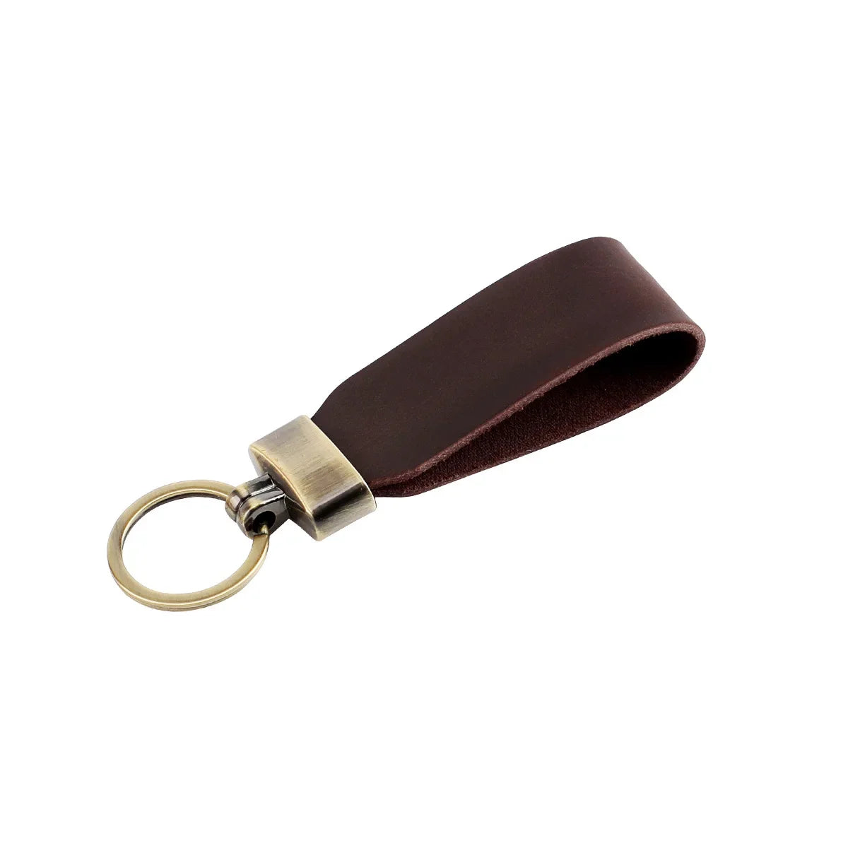 Men’s Leather Key Fob Holder - Swivel Clip Wristlet - Dark brown