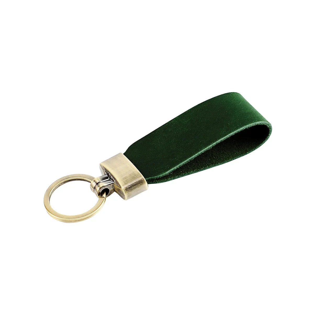 Men’s Leather Key Fob Holder - Swivel Clip Wristlet - Forest green