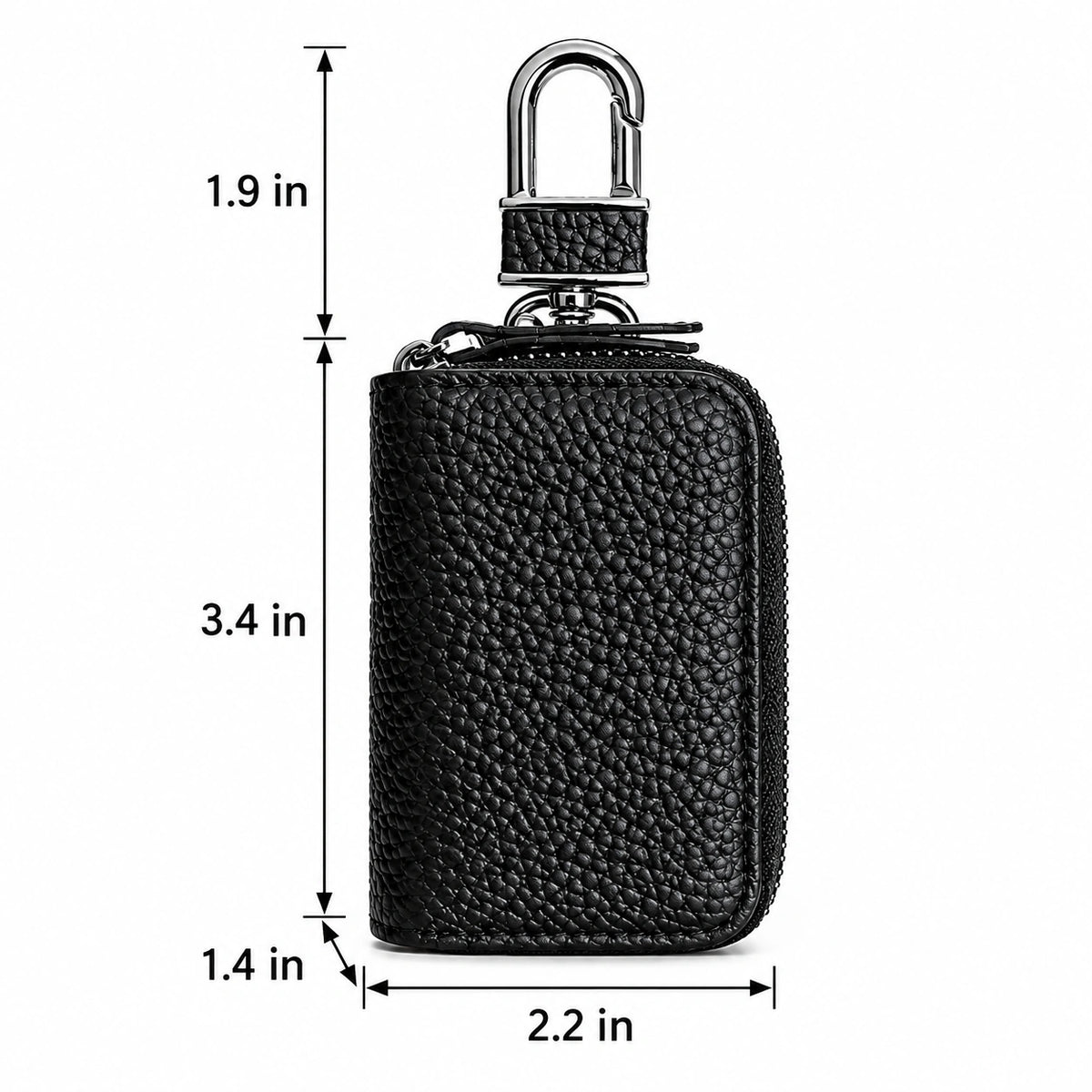 Men’s Leather Key Holder - Double Zip Pouch with Belt Clip