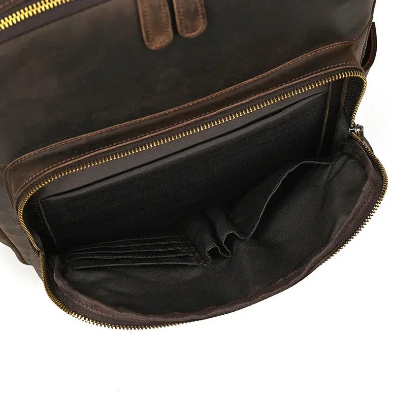 Men’s Leather Laptop Backpack – Large Capacity Work & Travel Bag