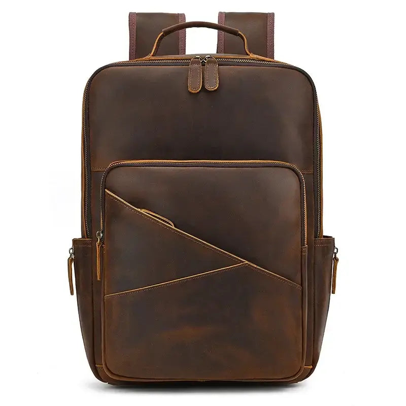 Men’s Leather Laptop Backpack – Large Capacity Work & Travel Bag