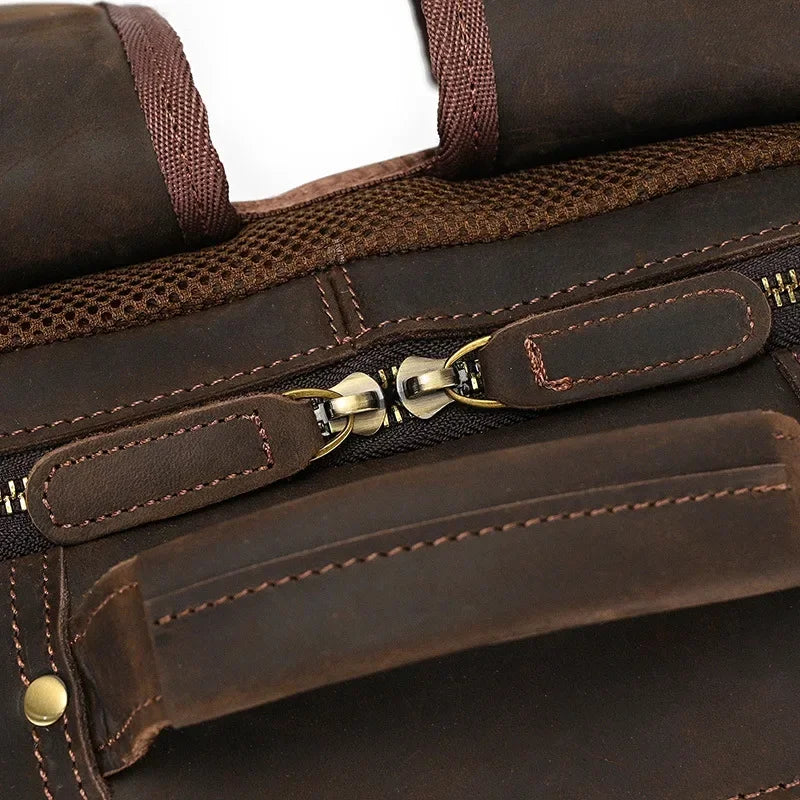 Men’s Leather Laptop Backpack – Large Capacity Work & Travel Bag