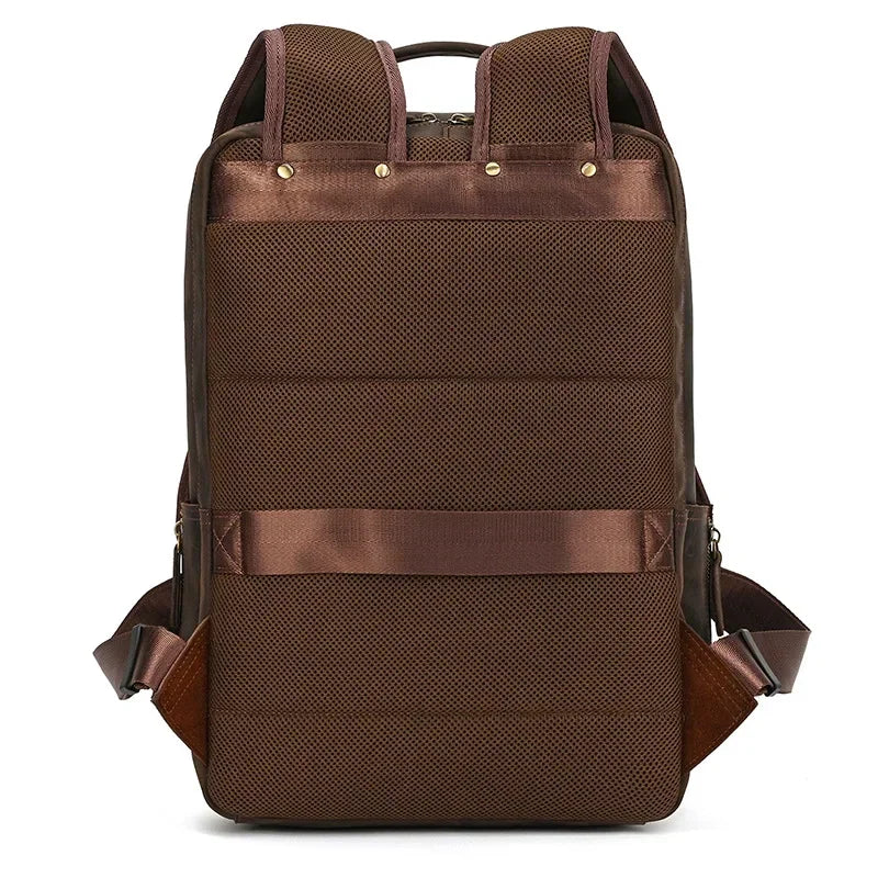 Men’s Leather Laptop Backpack – Large Capacity Work & Travel Bag