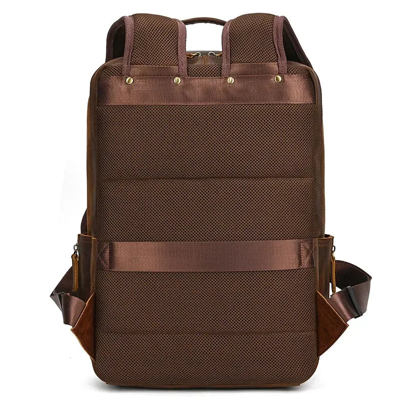 Men’s Leather Laptop Backpack – Large Capacity Work & Travel Bag