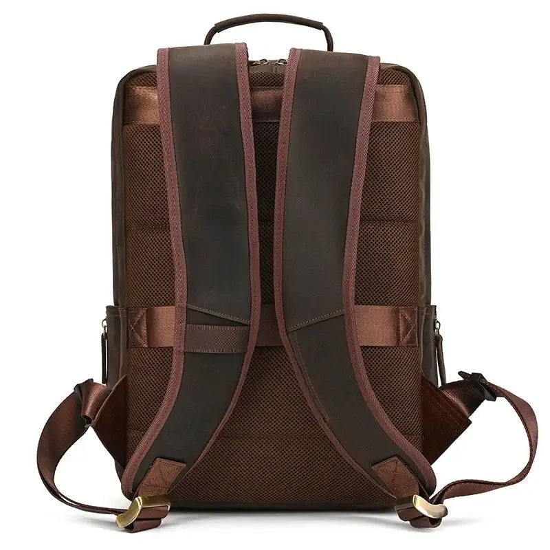 Men’s Leather Laptop Backpack – Large Capacity Work & Travel Bag