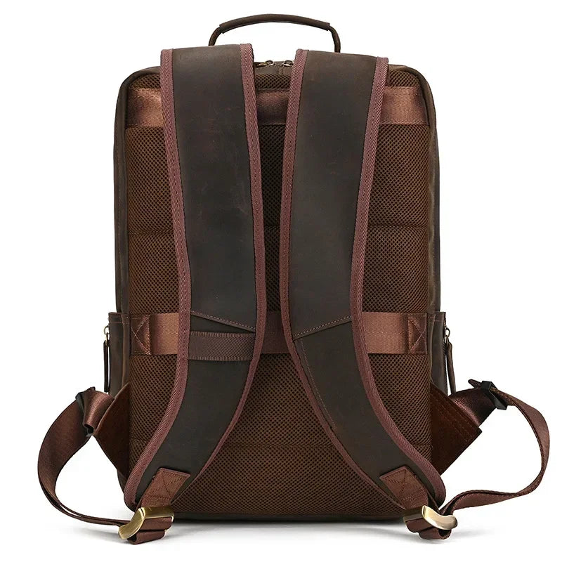 Men’s Leather Laptop Backpack – Large Capacity Work & Travel Bag