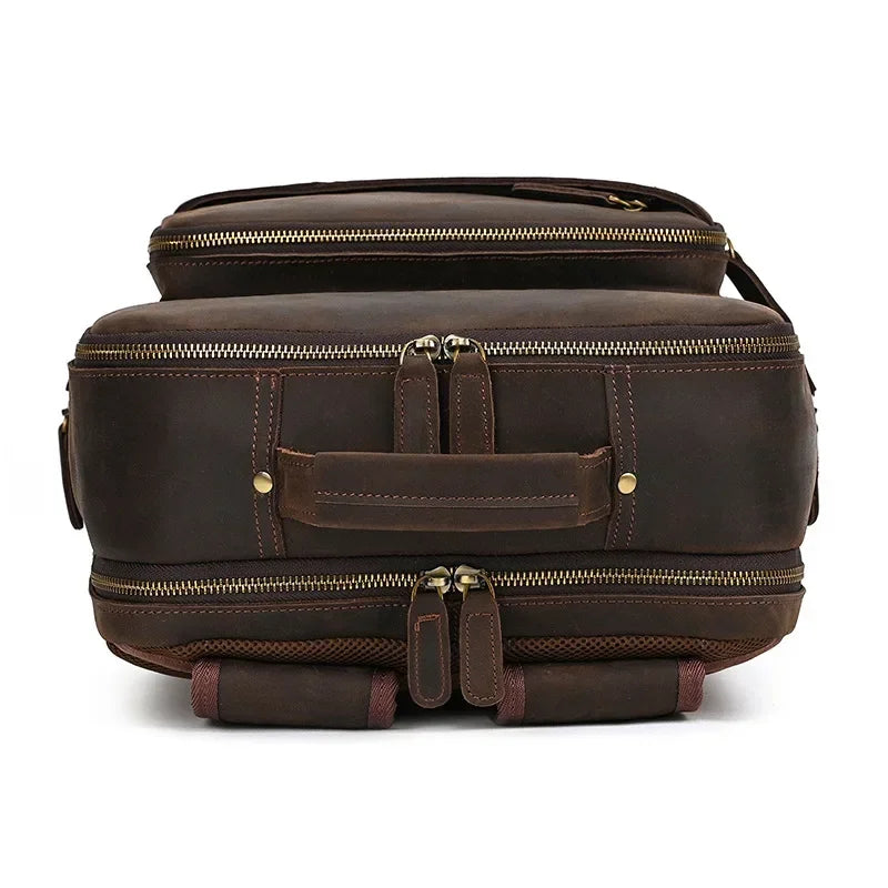Men’s Leather Laptop Backpack – Large Capacity Work & Travel Bag
